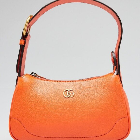 Gucci Orange Leather Double G Aphrodite Mini Shoulder Bag - Picture 2 of 12
